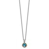 Diamond2deal Sterling Silver With 14k Accent Cushion Swiss Blue Topaz Pendant Necklace