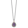 Diamond2deal Sterling Silver With 14k Accent Diamond And Amethyst Pendant Necklace