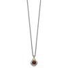 Diamond2deal Sterling Silver With 14k Accent Diamond And Checkerboard Garnet Pendant Necklace