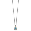Diamond2deal Sterling Silver With 14k Accent Diamond And Cushion Blue Topaz Pendant Necklace