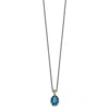 Diamond2deal Sterling Silver With 14k Accent Oval London Blue Topaz Oval Pendant Necklace