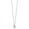 Diamond2deal Sterling Silver With 14k Accent Rhodium-plated Green Quartz Pendant Necklace