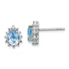Diamond2deal Sterling Silver With 14k Accent Rhodium-plated Sky Blue Topaz And Diamond Stud Earrings