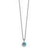 Diamond2deal Sterling Silver With 14k Accent Round Swiss Blue Topaz And Diamond Pendant Necklace