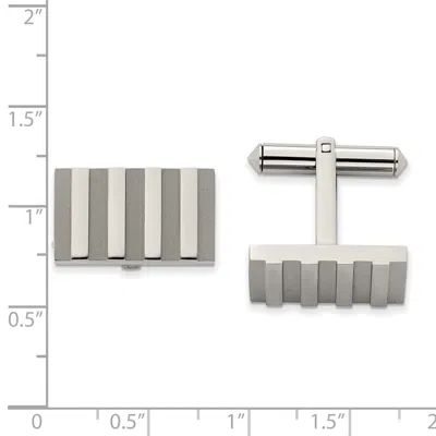 Diamond2deal Titanium Brushed And Polished Stripes Cufflinks In Metallic