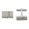Diamond2deal Titanium Brushed Yellow Ip-plated With Cubic Zirconia Rectangular Cuff Links