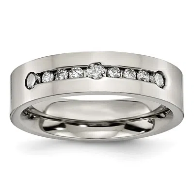 Diamond2deal Titanium Polished 1/2 Ct Tw. Diamond Band Ring