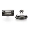 Diamond2deal Titanium Sterling Silver Black Ti Polished Cable Inlay Cuff Links