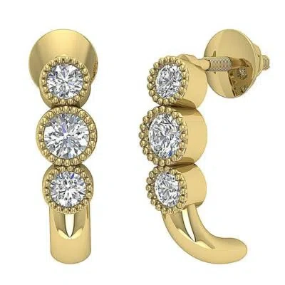 Pre-owned Diamondforgood Bezel Set Fashion Studs Earring Si1 0.55ct Round Diamond Yellow Gold Appraisal