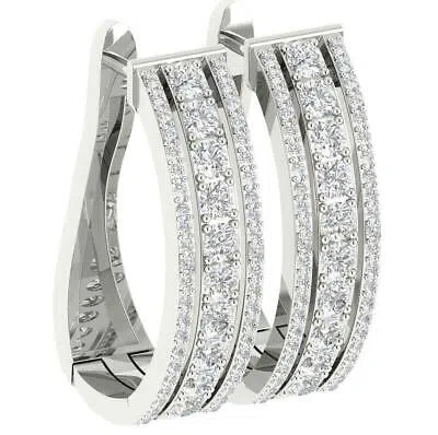 Pre-owned Diamondforgood Genuine Diamond Huggies Earring Vs1 E 3.50 Ct Prong Set 14k Solid Gold 1.20 Inch