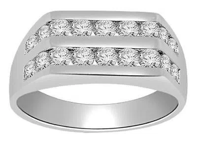 Pre-owned Diamondforgood Mens Engagement Ring Si1 1.01 Ct Round Diamond White Gold Channel Set 7.85mm