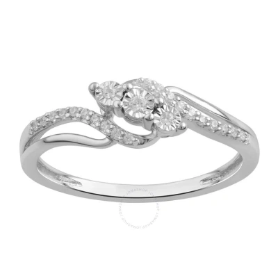 Diamondmuse 0.10 Cttw Diamond Sterling Silver 3 Stone Engagement Ring For Women In Metallic