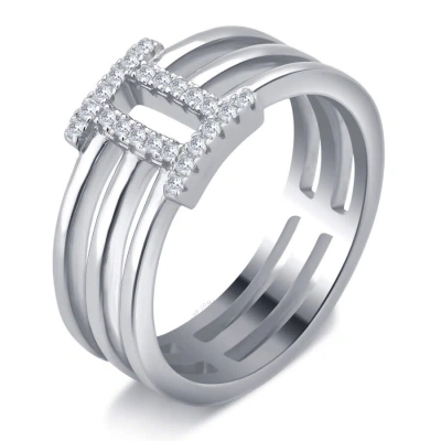Diamondmuse 0.20 Carat T.w Roman Digit "ii" Cubic Zirconia Fashion Ring Women's In Sterling Silver In White