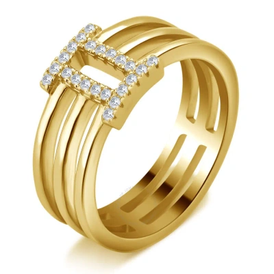 Diamondmuse 0.20 Carat T.w Roman Digit "ii" Cubic Zirconia Gold Tone Fashion Ring Women's In Sterlin In White
