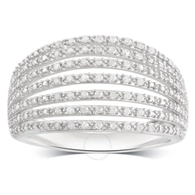 Diamondmuse 0.20 Cttw Multi Row Diamond In Sterling Silver Anniversary Ring For Women (i-j In Metallic