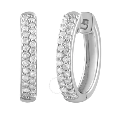 Diamondmuse 0.25 Carat Diamond Hoop Earrings In Sterling Silver For Women In Metallic
