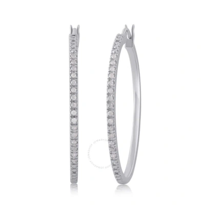 Diamondmuse 0.25 Carat T.w. Diamond Sterling Silver Hoop Earrings For Women In White