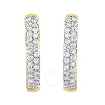 Diamondmuse 0.25 Carat Yellow Gold Plated Sterling Silver Diamond Huggies Earrings For Women