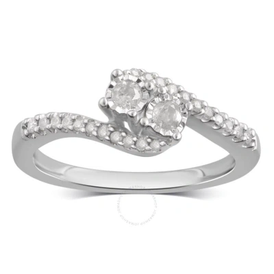 Diamondmuse 0.25 Cttw Round Diamond Sterling Silver Engagement Ring For Women (j/i2-i3) In Metallic