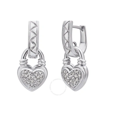 Diamondmuse 0.25 Cttw Round White Diamond Women's Lock Earring In Sterling Silver White (i-j In Metallic