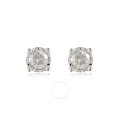 Diamondmuse 0.40 Cttw Women's Diamond Stud Earrings In Sterling Silver (i-j In Metallic