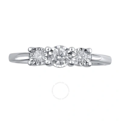 Diamondmuse 0.50 Cttw Sterling Silver 3 Stone Diamond Engagement Ring For Women (i-j In Metallic