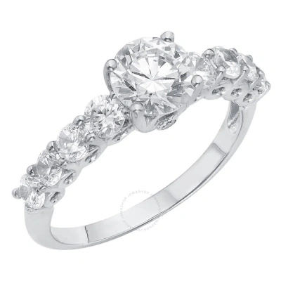 Diamondmuse 0.75 Carat T.g.w. Round-cut Cz And Swarovski Crystal White Engagement Ring For Women In