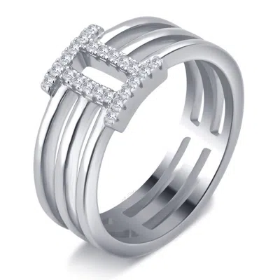 Diamondmuse 0.20 Carat T.w Roman Digit "ii" Cubic Zirconia Fashion Ring Women's In Sterling Silver In Metallic