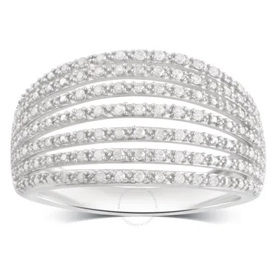 Diamondmuse 0.20 Cttw Multi Row Diamond In Sterling Silver Anniversary Ring For Women (i-j In White