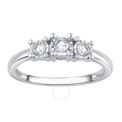 Diamondmuse 0.25 Cttw Sterling Silver 3 Stone Diamond Engagement Ring For Women (i-j In Metallic