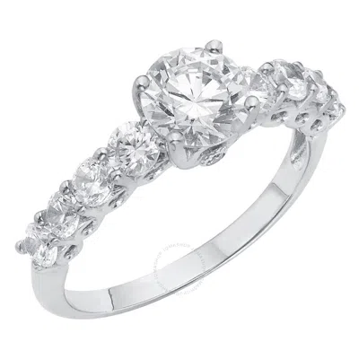 Diamondmuse 0.75 Carat T.g.w. Round-cut Cz And Swarovski Crystal White Engagement Ring For Women In  In Metallic