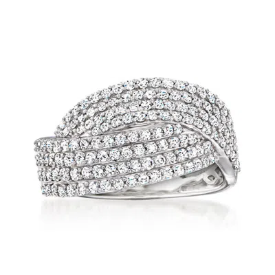 Diamondmuse 1 Carat Natural Diamond Cocktail Cris Cross Multi Row Wedding Band Ring In 14k White Gol