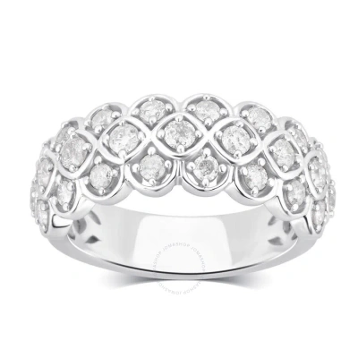 Diamondmuse 1.00 Cttw Diamond Fashion Anniversary Ring In Sterling Silver (i-j In Metallic