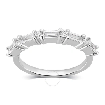 Diamondmuse 1.20 Cttw Sterling Silver White Cubic Zirconia Wedding Ring For Women