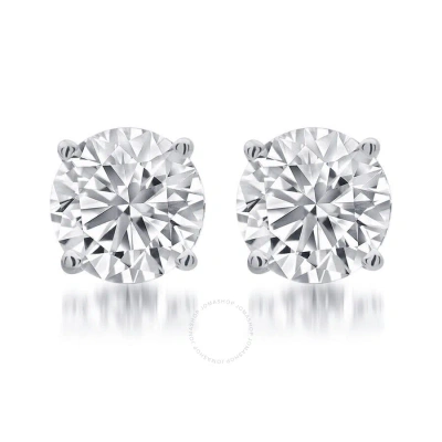 Diamondmuse 1.25 Carat T.w. Round White Diamond Sterling Silver Stud Earrings For Women