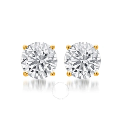 Diamondmuse 1.25 Carat T.w. Round White Diamond Yellow Gold Over Sterling Silver Stud Earrings For W