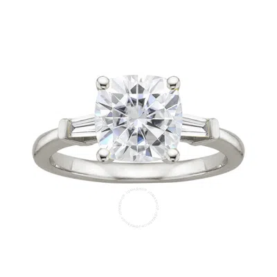 Diamondmuse 1.33 Cttw Cushion Cut Swarovski Diamond Engagement Ring In Sterling Silver In White