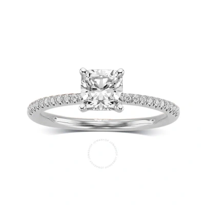 Diamondmuse 1.40 Cttw Cushion Cut Swarovski Diamonds White Solitaire Engagement Ring In Sterling Sil