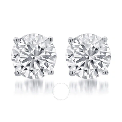 Diamondmuse 1.50 Carat T.w. Round White Diamond Women's Stud Earrings In Sterling Silver (i-j