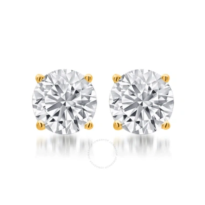 Diamondmuse 1.50 Carat T.w. Round White Diamond Yellow Gold Over Sterling Silver Stud Earrings For W