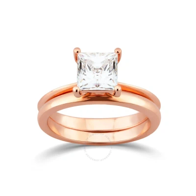 Diamondmuse 1.50 Cttw Rose Gold Plated Over Sterling Silver Princess Cut Square Swarovski Diamond Wo In Pink