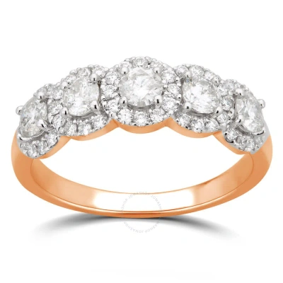 Diamondmuse 1.50 Cttw Rose Gold Plated Over Sterling Silver Round Swarovski 5 Stone Engagement Ring