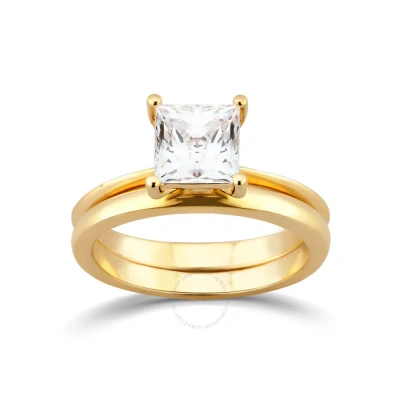 Diamondmuse 1.50 Cttw Yellow Gold Plated Over Sterling Silver Princess Cut Square Swarovski Diamond