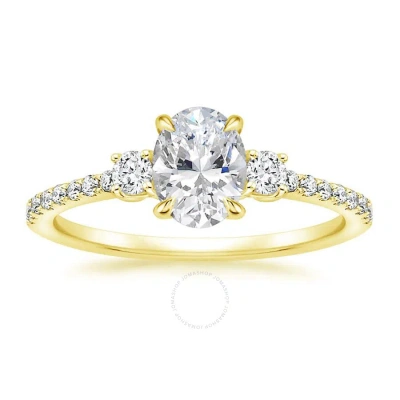 Diamondmuse 1.75 Cttw Oval Swarovski Sterling Silver Gold Tone Engagement Ring In Sterling Silver In Yellow