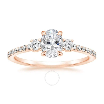 Diamondmuse 1.75 Cttw Oval Swarovski Sterling Silver Rose Tone Engagement Ring In Sterling Silver In Gold