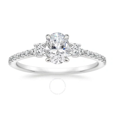 Diamondmuse 1.75 Cttw Oval Swarovski Women's Engagement Ring In Sterling Silver In Metallic