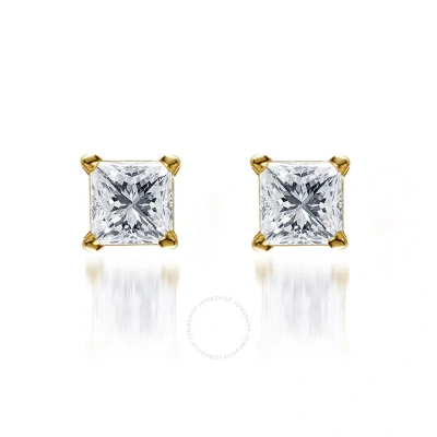 Diamondmuse 1/2 Carat T.w Princess-cut Diamond Gold Tone Sterling Silver Stud Earring For Women