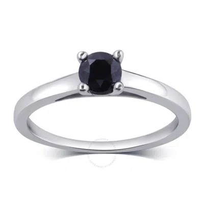 Diamondmuse 1.50 Carat Prong Setting Sterling Silver Solitaire Black Diamond Ring For Women In Metallic