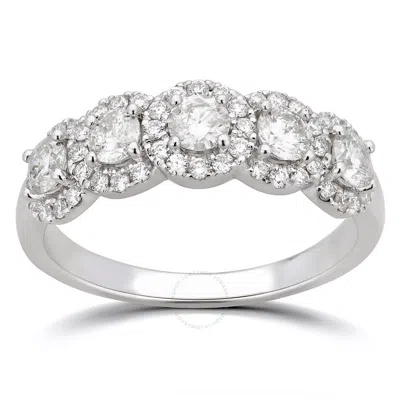 Diamondmuse 1.50 Cttw Round Swarovski 5 Stone Engagement Ring In Sterling Silver In White