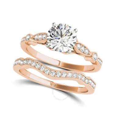 Diamondmuse 2 Cttw Rose Gold Plated Over Sterling Silverround Swarovski Diamond Bridal Set